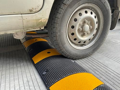Rubber Speed Bump 6 Feet Rubber Driveway Modular Heavy Duty Speed 72.4 x 12 x 2.4 Inch Cable Protector Ramp for Garage Gravel Roads Asphalt Concrete (12 Foot)