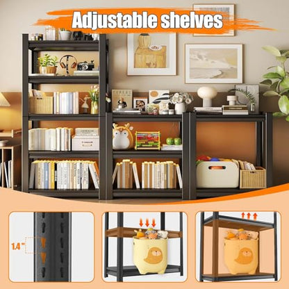 63" H Storage Shelves Standing Shelf Units Metal Book Shelf Organizer Unit Metal Shelves Adjustable Pantry Shelf for Closet Pantry Basement Kitchen Warehouse 63" H X 45" W X 16" D (5 Count)