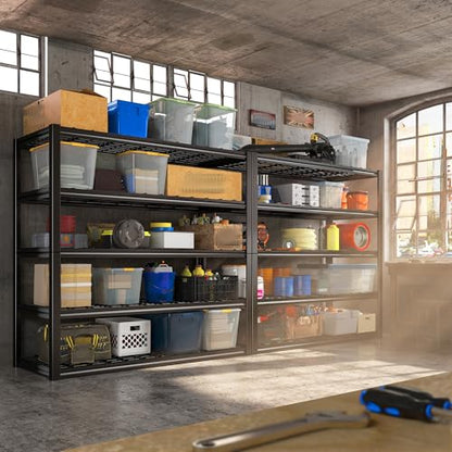 48.2''W Garage Shelving Heavy Duty Metal Shelving 3000LBS Storage Shelves Adjustable Metal Shelves Industrial 5 Tier Garage Shelf for Basement Pantry Warehouse Supermarket (2 Count)