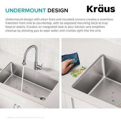 Stainless Steel 33 in 18 Gauge Undermount Sink KHU640