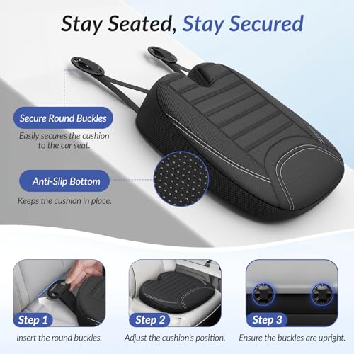 Wedge Car Seat Cushion for Tailbone Pain Relief & Better Visibility