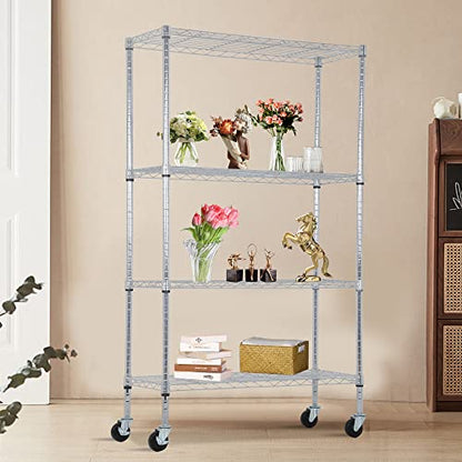 4 Tier Wire Shelf with Wheels (4 Count)