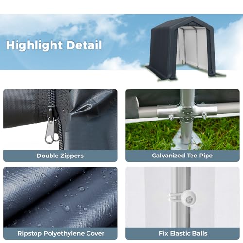 6x10 ft Storage Shelter Shed Portable Outdoor Carport Garage