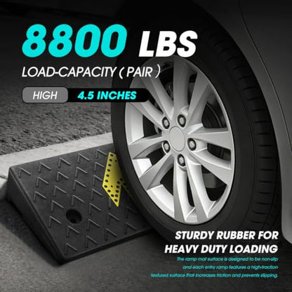 2pcs 4.5" Rise Rubber Arrow Curb Ramp Heavy Duty Loading Threshold Ramp 37.4" W x 11.8" D x 4.5" H for Loading Dock