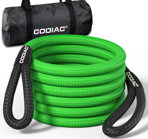 1" x30ft Kinetic Recovery Rope 46.5K lbs Heavy Duty Tow Strap Green