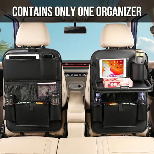 Leather Car Backseat Organizer with Tablet Holder