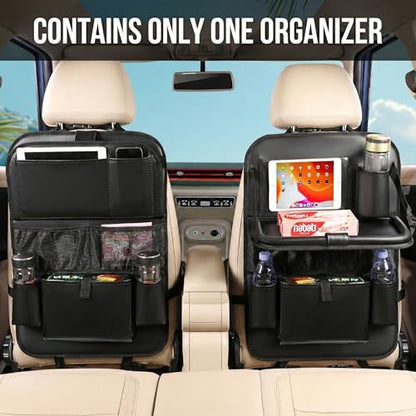 Leather Car Backseat Organizer with Tablet Holder