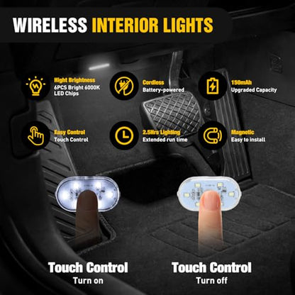 2 PCS White Color Wireless Magnetic LED Interior Lights