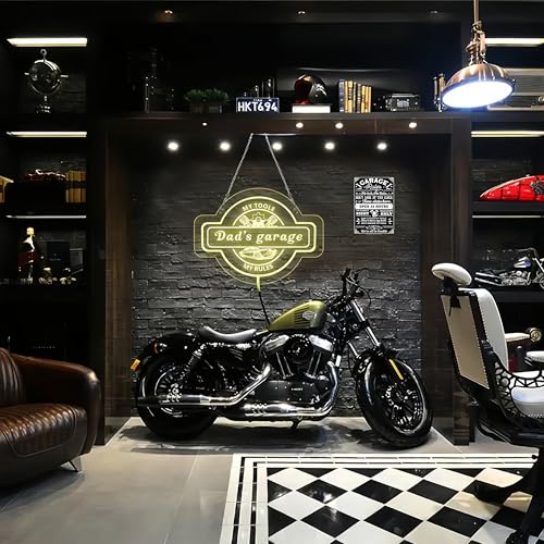 Gifts for Men Dad Husband Funny Garage Rules My Tools My Rules Metal Sign Vintage Metal Wall Art for Garage Workshop Man Cave Decor 8x12 Inch