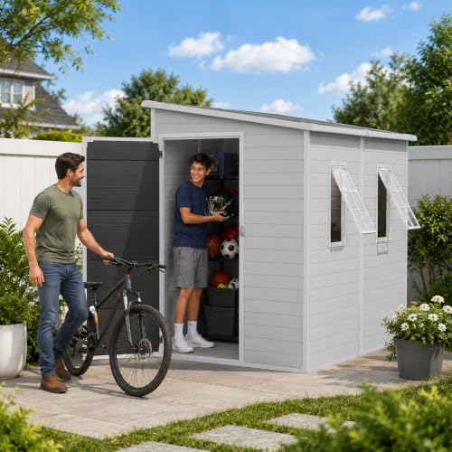 4x8 FT Resin Storage Shed with Floor Windows and Vents