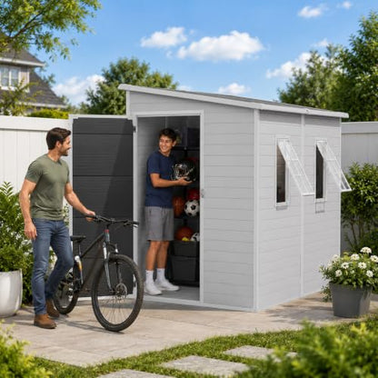 4x8 FT Resin Storage Shed with Floor Windows and Vents