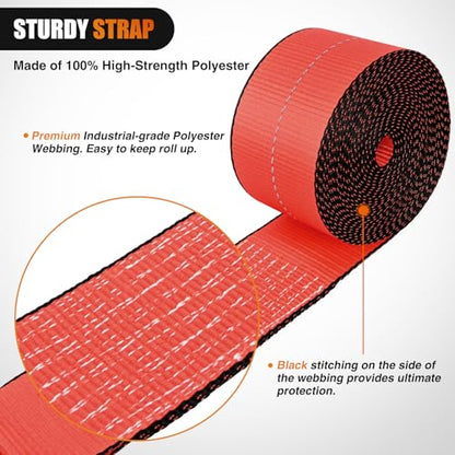 Truck Straps 4" x 30' Heavy Duty Tie Down with Flat Hooks (10 Count)