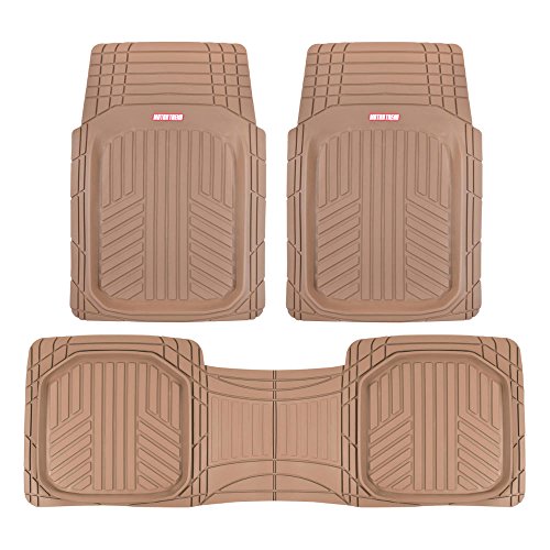Beige Heavy Duty Front & Rear Rubber Floor Mats Universal Liners for Car SUV Van & Truck