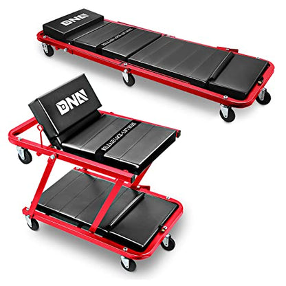 TOOLS 00193 48" 2 IN 1 Folding Rolling Garage Shop Creeper Roller Seat