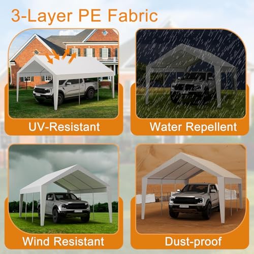 10x20ft Metal Carport with Leg Wrap