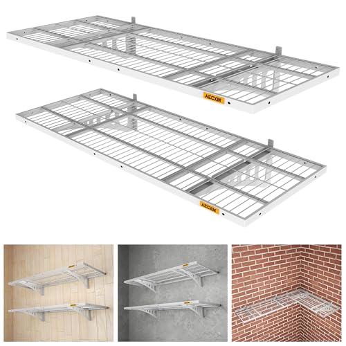1.64x4ft 2Pack Wire Shelving Unit Heavy Duty Garage Storage Shelves Wall Mounted White 560lbs Load Capacity（20 (2 Count)