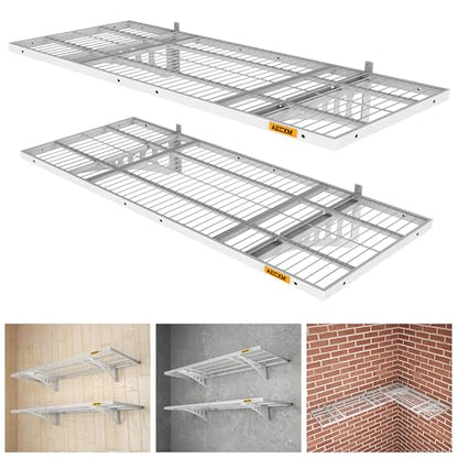 1.64x4ft 2Pack Wire Shelving Unit Heavy Duty Garage Storage Shelves Wall Mounted White 560lbs Load Capacity（20 (2 Count)