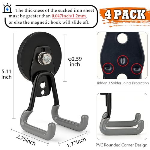 Upgraded Heavy Duty Magnetic Hooks (4 Count)