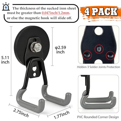 Upgraded Heavy Duty Magnetic Hooks (4 Count)