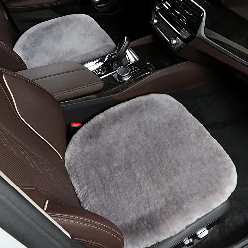 Genuine Sheepskin Car Seat Cushion Seat Covers for Cars Trucks SUV Comfort Seat Protector Pad for Car Driver Seat Car Accessories (3 Count)