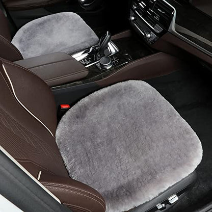 Genuine Sheepskin Car Seat Cushion Seat Covers for Cars Trucks SUV Comfort Seat Protector Pad for Car Driver Seat Car Accessories (3 Count)