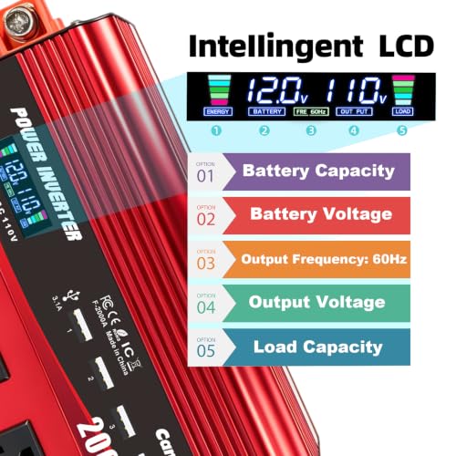 2000W Power Inverter 12V to 110V