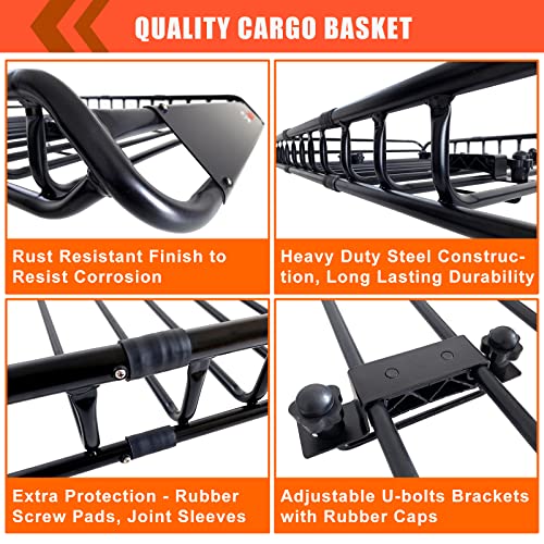 Roof Rack Rooftop Cargo Carrier Basket 51"*36"*5"+Waterproof Bag 15 Cu.Ft
