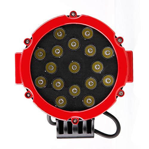 Black Horse Grille Brush Bumper Guard Modular Black Come with Pair of 7.0" Dia.LED Lights with Red Trim Rings Compatible with 2006