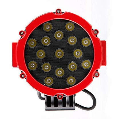 Black Horse Grille Brush Bumper Guard Modular Black Come with Pair of 7.0" Dia.LED Lights with Red Trim Rings Compatible with 2006