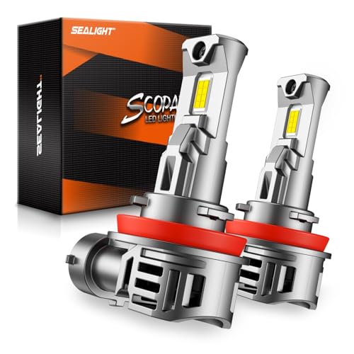 H11/H9/H16 Bulbs, 50000LM 6500K Cool White H8 Fog Bulbs, 1:1 Mini Size, Powersports Accessory Lights with Fan, 3 Mins Plug-N-Play, Pack of 2 (2 Count)