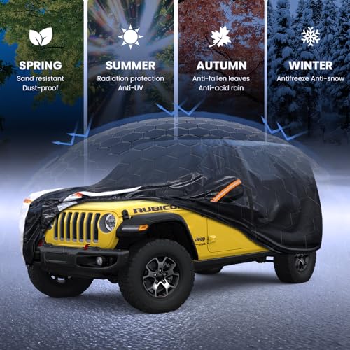Multi Layer Car Cover Custom Fit for Jeep Wrangler 2 Door CJ YJ JK JL
