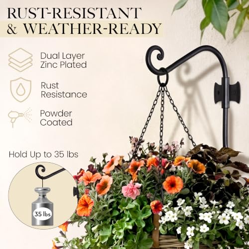 Plant Hangers Outdoor or Indoor Heavy Duty Wall Bracket Hooks (2 Count)