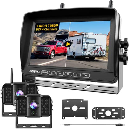 2 Wireless Backup Camera with 7" 1080p Monitor