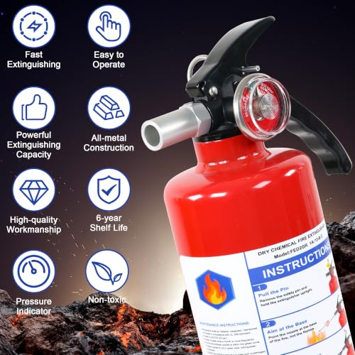 4 Pack ABC Dry Chemical Fire Extinguishers with Mount (4 Count)
