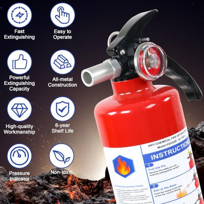 4 Pack ABC Dry Chemical Fire Extinguishers with Mount (4 Count)