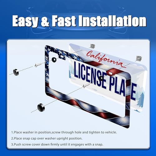 American License Plate Frame Stainless Steel Accessory 12.3 x 6.3 Inch