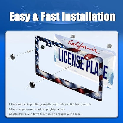 American License Plate Frame Stainless Steel Accessory 12.3 x 6.3 Inch
