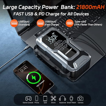 D18 6000A Jump Starter with Air Compressor 150PSI