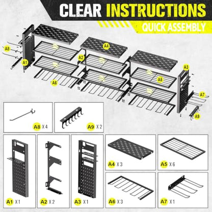 49.8" Power Tool Organizer Wall Mount