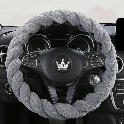 Luxury Fluffy Winter Car Steering Wheel Cover for Women Soft Warm Plush Cute Auto Accessories for Vehicle