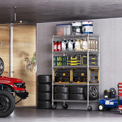 5 Tier Storage Shelving Unit with Wheels (5 Count)