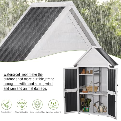 Outdoor Storage Shed Cabinet Strong Iron Frame Surrounding Garden Tool Storage with Adjustable Shelfs