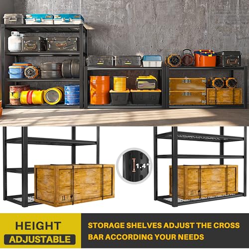 40" W Storage Shelves with Wire Mesh Panels for Garage Organization