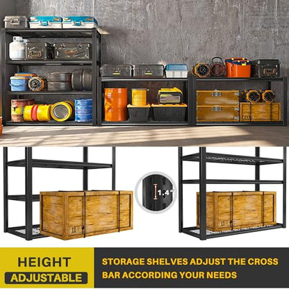40" W Storage Shelves with Wire Mesh Panels for Garage Organization