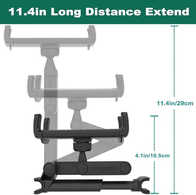 Car Headrest Tablet Mount Holder for 4-13" iPad Device, Universal Kids Stretchable Backseat Tablet Stand for with iPad Pro 12.9 10.5 9.7 Air Mini, Samsung Galaxy Tab, Kindle Fire, iPhone