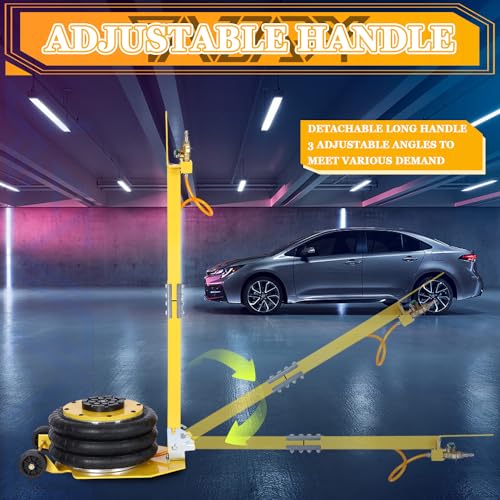 3T Triple Bag Air Jack 6600lbs Pneumatic Jack 3s Fast Lift Up 16in Airbag Jack with Adjustable Long Handle Heavy Duty Triple Air Bag Jack Lift for Cars Garage