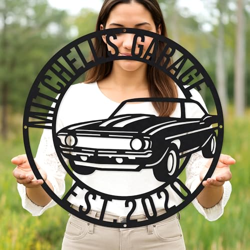 Custom Garage Workshop Metal Sign Personalized Tool Name Wall Art for Car Truck Mechanic Shop Decor Durable Steel Sign for Dad Husband Men’s Auto Workspace or Fence