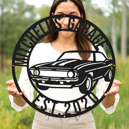 Custom Garage Workshop Metal Sign Personalized Tool Name Wall Art for Car Truck Mechanic Shop Decor Durable Steel Sign for Dad Husband Men’s Auto Workspace or Fence