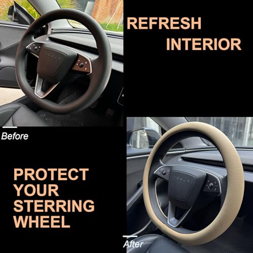 Nappa Leather Steering Wheel Cover for Tesla Model Y