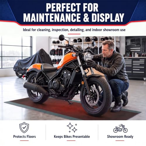 Motorcycle Mat Garage Floor Rug Washable Parking Mats for Garage Floors Non Slip Oil Absorbent Pad Rubber Backing Layer Protects Floor